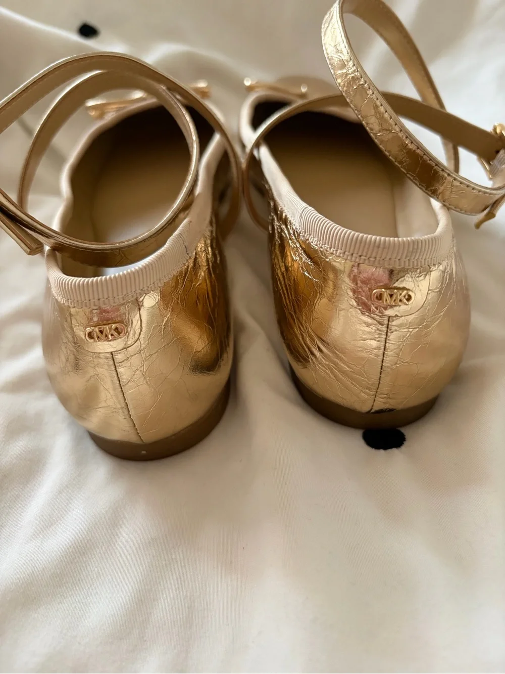 Michael Kors Girls' Metallic Gold Mary Jane Ballet Flats